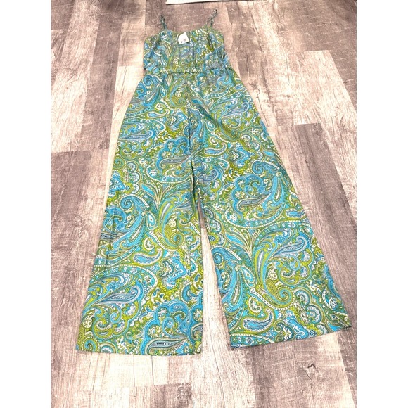 MICHAEL Michael Kors Pants - Michael Kors Paisley Women Jumpsuit S Pear/Peacock Wide Leg MS53GCF2JM NWT